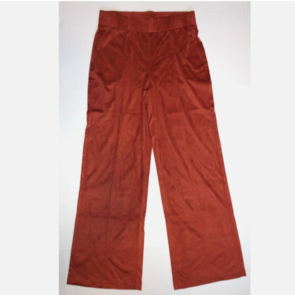 Cupio Blush Rust Brown Faux Suede Pants NWT XS Straight Leg Raised Center Seams